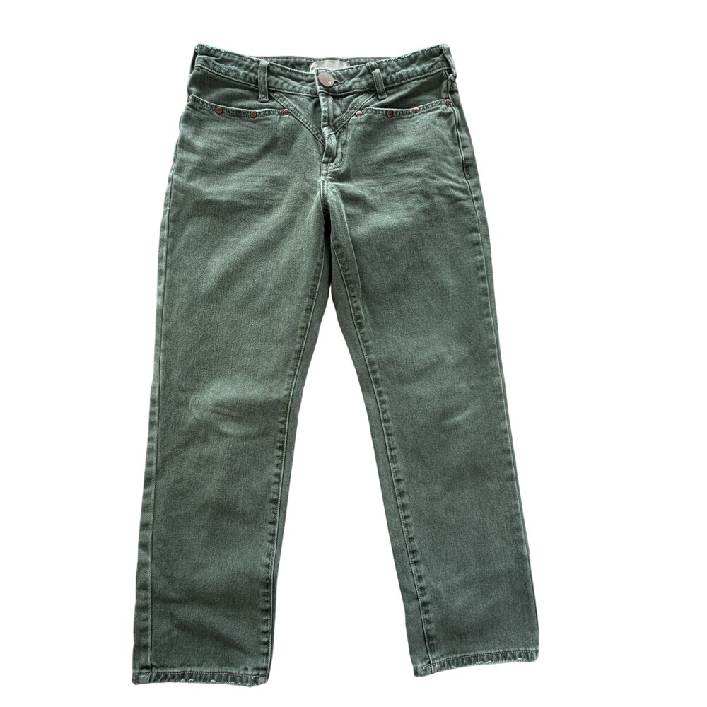 One Teaspoon Jeans Womens 26 Green Mid Rise Straight Distressed Denim 30x26